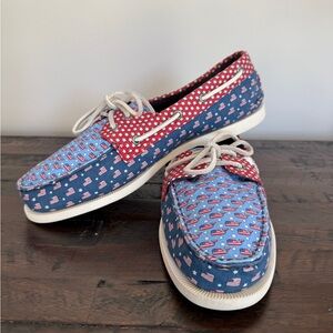 Vineyard Vines x Sperry Americana Patriotic Flag 
Top-sider Boat Shoe Women’s 10